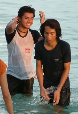 Thais in wet clothes